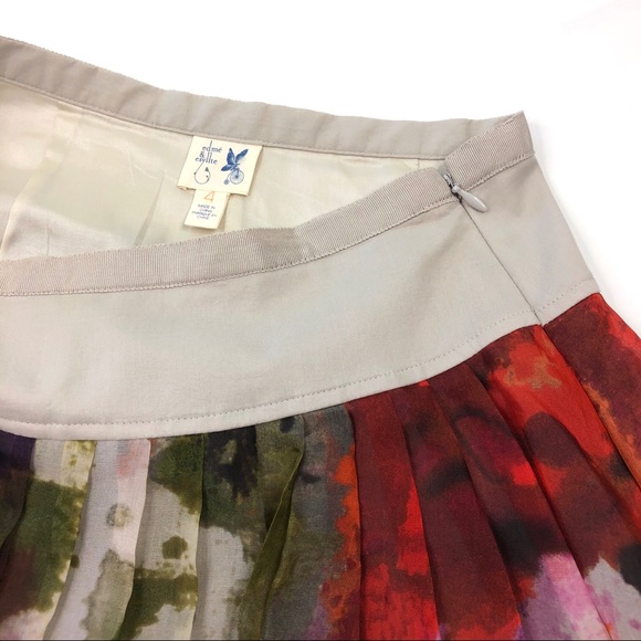 Anthropologie 100% silk Edme Esyllte full skirt - Picture 3 of 8